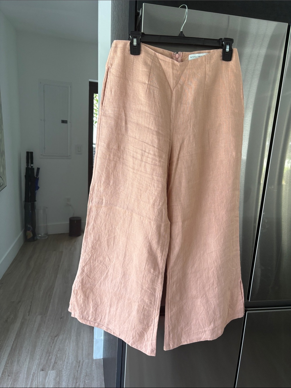 Faithfull the Brand Wide Leg Carmen Linen Pants in plain pink vintage. NWT.